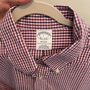 Brooks Brothers Men's Burgundy Checkered Shirt